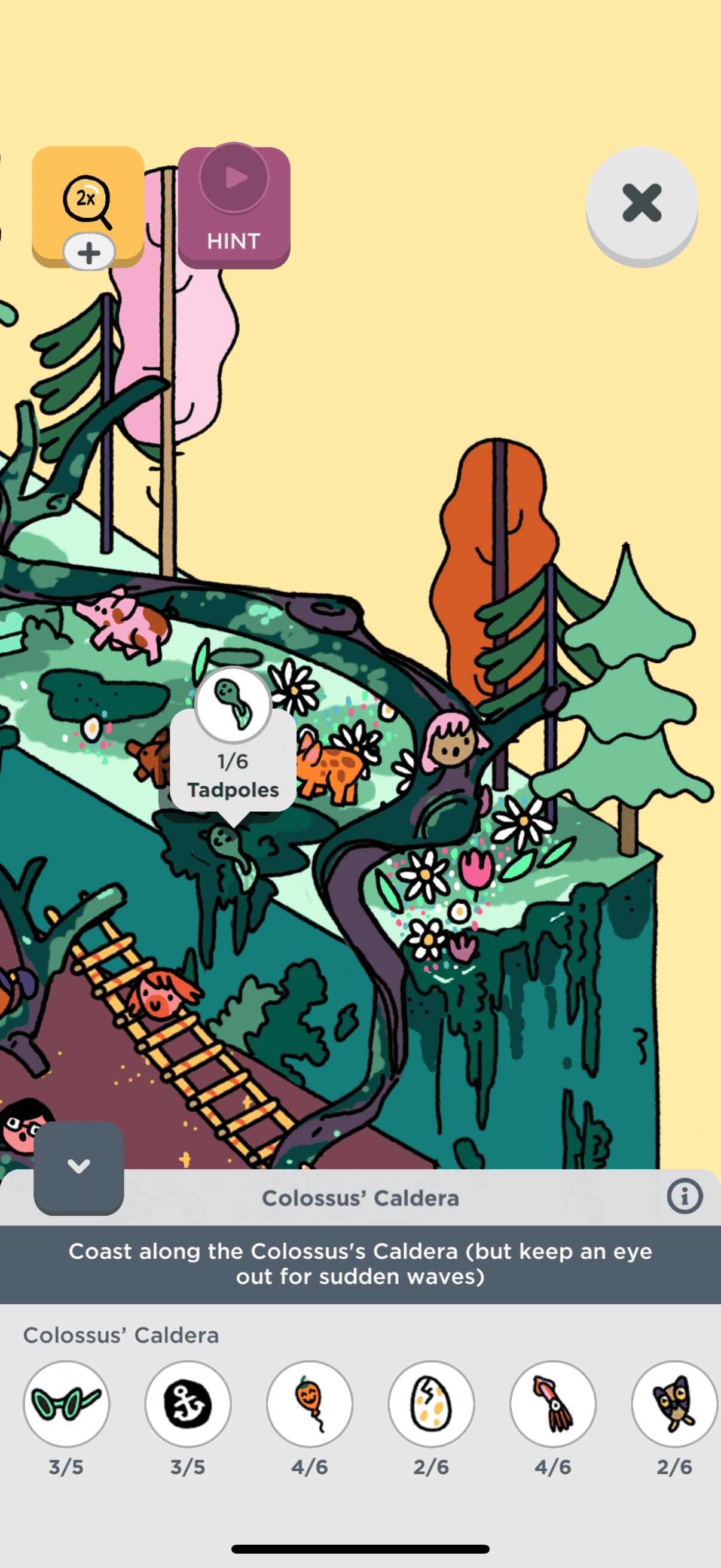 Tadpoles in Overgrown Outpost '24 Level 5 Colossus' Caldera - Two Dots ...